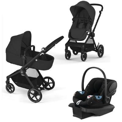 Cybex EOS 5-in-1 Travel System Stroller + Lightweight Aton G Infant Car Seat - Black / Moon Black