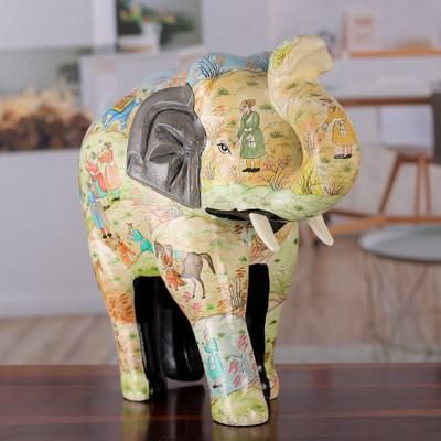 Giant of the Traditions,'Traditional Painted Papier Mache Royal Elephant Sculpture'
