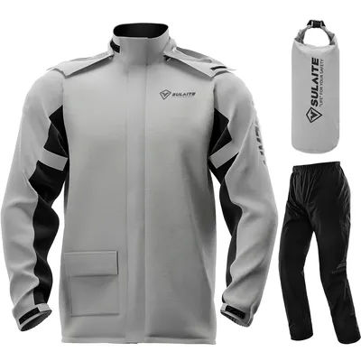 SULAITE Rain Suit Motorcycle Rain Gear Suit for Men & Women Jackets & Pants Reflective Waterproof Breathable Rainsuit