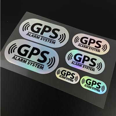 TEMU 6pcs/1 Set Reflective Laser Gps Alarm System Car Stickers Waterproof Diy Car Window Side Rear Windshield Sunshade Decorative Vinyl Stickers