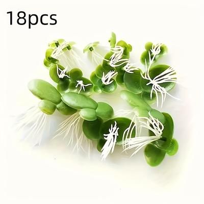 TEMU 18pcs Realistic Floating Duckweed Aquarium Decor, Lifelike Pvc Water Grass For Betta Fish, Shrimp, Goldfish, Turtle Habitat With Natural Stone & Green , Aquarium Decorations