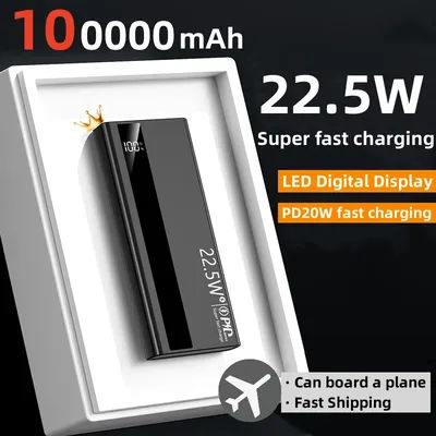 100000mAh Power Bank Fast Charging 22.5W Large Capacity Battery Multi Port Portable Shared Charging Suitable For iPhone Xiaomi