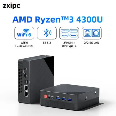 ZXIPC Ryzen 3 4300U New Mini PC Windows 11 Pro 32GB 1TB DDR4 WIFI6 BT5.2 Dual Channel Desktop PC for Office Gaming