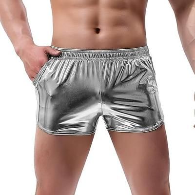 Retrò Vintage Anni '80 Mini Shorts Pantaloncini in PU Disco Vernice in lattice lucido Metallico Tinta unica Costume Per uomo Halloween Carnevale Parata dell'Orgoglio Mese dell'orgoglio Adulti Shorts