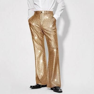 Retrò Vintage Anni '70 Anni '80 Pantaloni a zampa d'elefante Pantaloni a zampa Disco Vernice in lattice lucido Metallico Paillettes Costume Per uomo Halloween Carnevale Parata dell'Orgoglio Mese