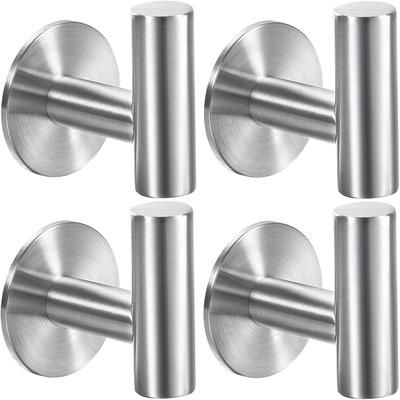 TEMU 1/2/4pcs Modern Metal Towel Hooks, Stainless Steel, Wall Mounted, Self-adhesive, Wall Mounted Installation, Suitable For Bathroom, Kitchen, Garage, Home