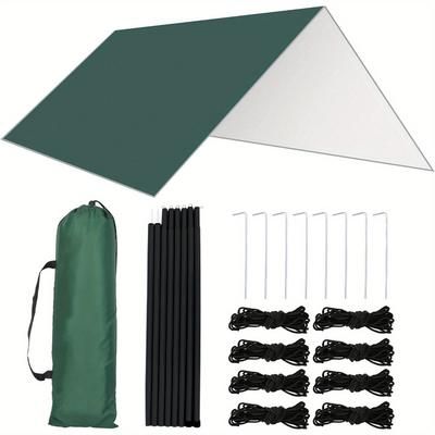 TEMU Tent Sun Sail Hammock Outdoor Camping Tent Poles, 3-4 Person Awning Picnic Mat Sunshade Canopy, Portable Multifunctional Outdoor Camping Traveling