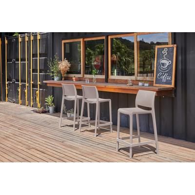 SET OF 2 SENSILLA OUTDOOR STACKABLE COUNTER STOOLS by Polder in Taupe