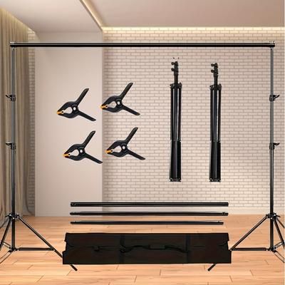 TEMU Adjustable Backdrop Stand For Photo Studio, Parties, Weddings - 7x7ft/2x2m With 3* Crossbars, 4 *clamps, And Balloon Arch Support Kit