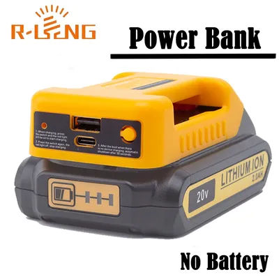 Power Bank Charger For DeWalt 18V Lithium Battery With USB With Type-C for Laptop Mobile Phone Fast Charging(NO Battery)