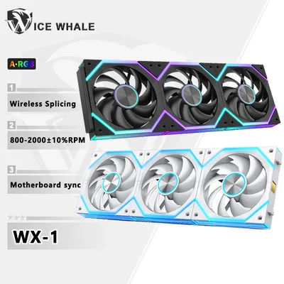 ICE Whale WX-1 Wire-Splicing PC Case Cooling Fan ARGB Mirror Cycle Light Effect 800-2000RPM PWM Water Cooling 360mm Cooler Fan