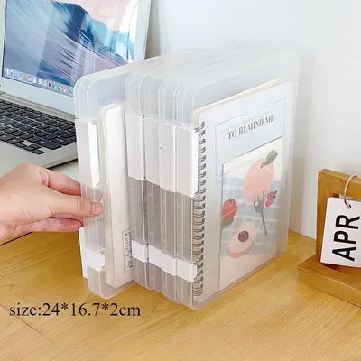 1pc A4 File Storage Box Transparent File Contract Classification Bills Sorting Office Document Case Organizer Supplies