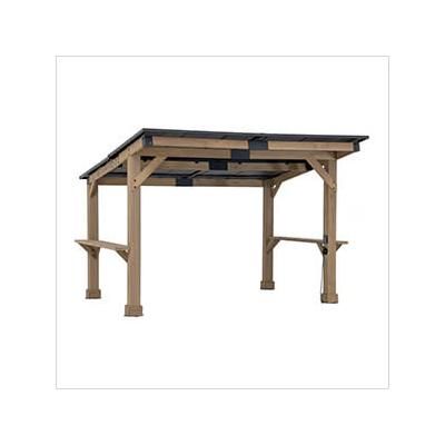 Sunjoy Group 10 x 12 Cedar Gazebo Pergola with Bar Shelves and Power Port