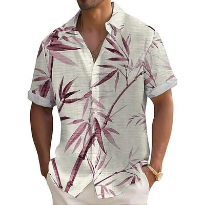 Per uomo Piante Bambù Camicia Camicia Estiva Camicia con Bottoni Manica Corta Moda Casual Vacanza Abbigliamento Quotidiano Abbigliamento mare Estate Primavera Collo ripiegato Stampa 3D Camicia tipo