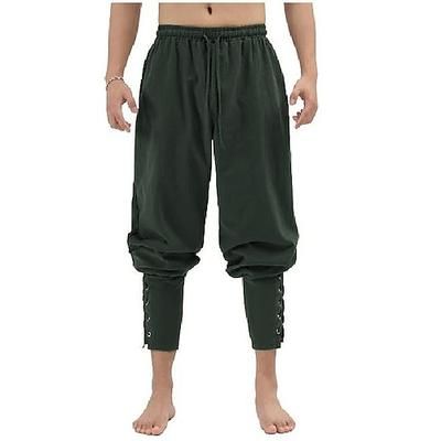 Retrò Vintage Medievale Rinascimento Pantaloni da pirata Pirata Vichingo Ranger Tinta unita Costume Per uomo Costumi da pirata Fantasia Halloween Carnevale Performance LARP Fiera Rinascimentale Adulti