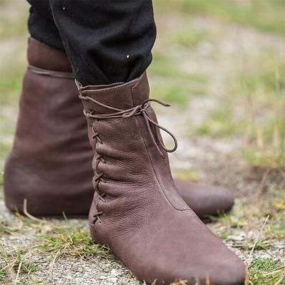Vintage Medievale Rinascimento Scarpe Stivali jazz piatti Scarpe da Ballo Pirata Vichingo Ranger Elfico Tiro con l'arco Tinta unita Costume Per uomo Unisex Celtico Costumi da pirata Fantasia