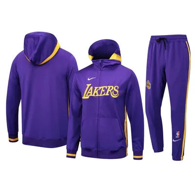 Nike Basketball Long Hoodie Outfit Men Zipper Breathable Lightweight Versatile Long Sleeve Hooded Top and Bottoms Set Purple