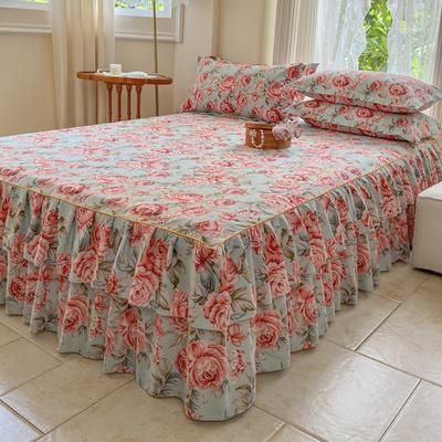 TEMU 1 Bed Skirt + 2 Pillowcases, No Pillow Core