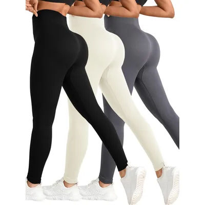 Women's 3-piece Yoga Pants High Waisted Sport Gym Fitness Leggings Women Seamless Female Legging Tummy Control Running Tights