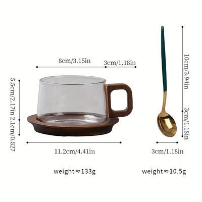 TEMU Hot-selling New Set Of Cups, High-looking Transparent High--silica Glass Cup, Latte Water Cup, High-end