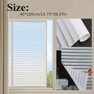 TEMU Classic Blinds Static Cling Window Film - Privacy & Light-filtering, Sunscreen Thermal Insulation, Plastic Stickers For Bathroom & Home Windows, Static Cling Window Film