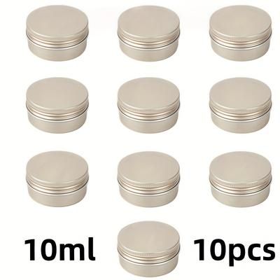 TEMU 10pcs Matte Tin Jars With Screw-on Lids - Refillable Cosmetic Containers For Eyeshadow, Creams, Lip Balm & Powders - Travel & Storage, Cosmetic Jars