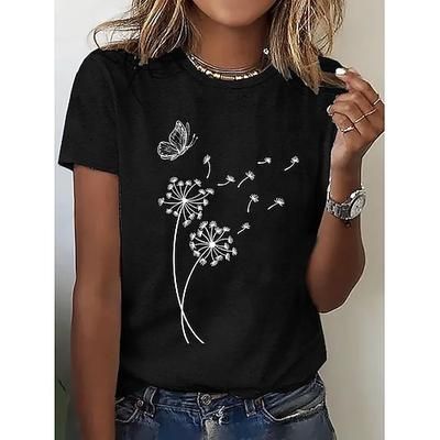 Per donna Maglietta Stampato Floreale Grafico Vintage Elegante Classico Manica Corta Girocollo Top Regolari Quotidiano Weekend Blu Nero Bianco Rosa Estate Primavera