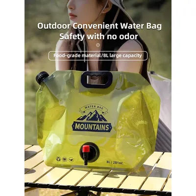 8L 281OZ Large Capacity Water Bag Outdoor Portable Foldable Water Storage Bag Camping Car Food Grade Soft Water