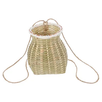 Zaino in bambù intrecciato a mano Piccolo cestino per la raccolta del tè Prestazioni per bambini Zaino in vimini Cestini portaoggetti Ganizzazione domestica