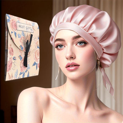 TEMU Sleep Cap 22 Momme - Adjustable Non-slip Hair Protection For Curly & Long Hair, Breathable With Double Elastic Band, Luxury Silk Hair Care For Bedtime & Relaxation, Floral | Luxurious Sleepwear