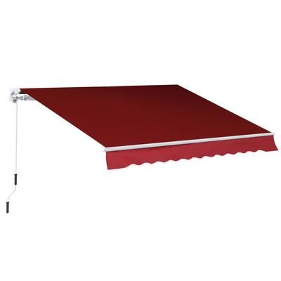 TEMU 2.5m X 2m Garden Patio Manual Awning Sun Shade Shelter Retractable With Winding Handle Red