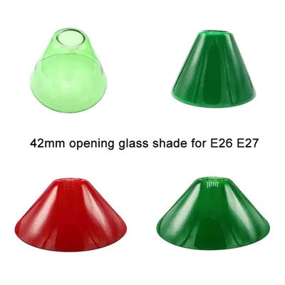 Abat-jour en verre vert en forme de cloche d'ouverture, remplacement pour couvercle d'ampoule E26, blanc brillant, trou de 4.2cm, abat-jour de document rouge, 42mm