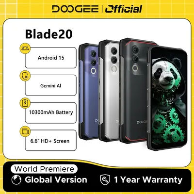 Global Version DOOGEE Blade20 Rugged Phone Gemini AI 10300mAh Battery 6.6'' HD+ Screen 4GB 128GB Android 15 Smartphone NFC