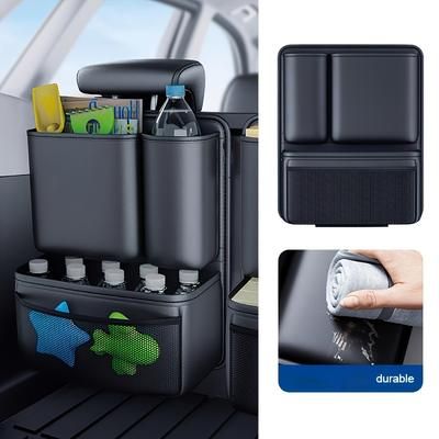 TEMU Universal Pu Leather Car Seat Back Organizer Bag, Multi-functional Storage Vehicle Models
