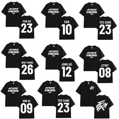Ateez 2025 World Tour in Your Fantasy T-shirts Hongjoong Seonghwa Yunho Yeosang San Mingi Wooyoung Jongho Short Sleeve T Shirts