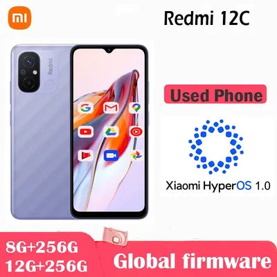 Global firmware Original Xiaomi Redmi 12C Smartphone HyperOS 1.0 5000mAh Battery Octa Core 50MP 6.71'' 4G Used Phone