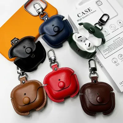 Étui de protection en cuir PU pour AirPods 4, avec porte-clés, housse pour écouteurs classiques Business rétro à boutons, antichoc