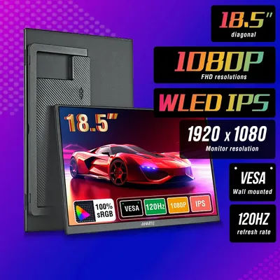 Anmite 18.5-Inch Portable Monitor 1080P 120Hz HDR Low Blue Light For XBox PS4 / 5 Switch Cell Phone PC Loptop Extension