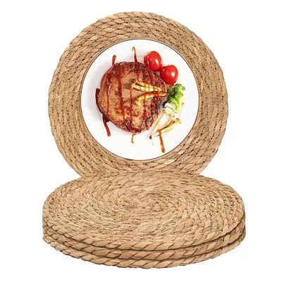 Napperons ronds en rotin tissé, faits à la main, 30cm, en osier naturel tressé, antidérapants, résistants à la chaleur, pour Table à manger, 4 pièces