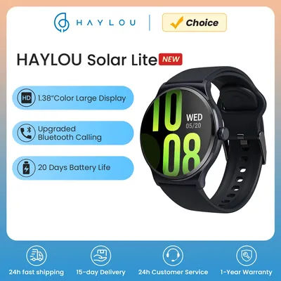 New HAYLOU Solar Lite Voice Calling Smart Watch 1.38" HD Screen Smartwatch 24H Health Monitor 100+ Sports Modes 100+ Watch Faces