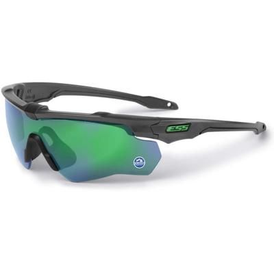 ESS Waterman CrossBladeSTD Sunglasses Carbon Gray Frame Polarized Mirrored Green Lens Large EE9032-29