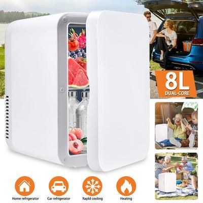 TEMU 8l Mini Car Fridge, Portable Fridge, Multifunctional Mini Fridge, Cosmetic Breast Milk Refrigeration, Semiconductor Technology-ideal As Gift