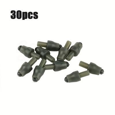 TEMU 30/50/100pcs Carp Fishing Line Connector Beads - Dark Green Pvc Adjustable Weights For Rig Setup, Durable & Portable Fishing Gear Accessories, Carp Fishing Aid | Design | Pvc Construction