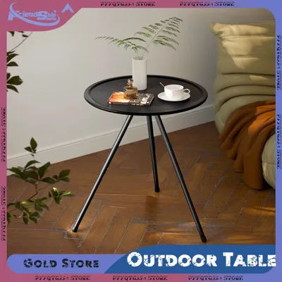 Portable Picnic Outdoor Table with Adjustable Legs Casual Style Camping Round Table for Indoor/Outdoor Garden Mini Coffee Tables