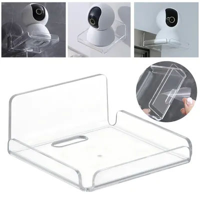1/2Pcs Clear Acrylic Webcam &Router Hanging Holder Living Room Small Items Display Rack Shower Caddy No Drilling Shelf Organizer