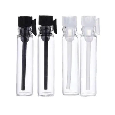 20PCS 1ML 2ML Clear Mini Sample Cute Glass Travel Oil Perfume Bottle with Drop& Spray Empty Sample Bottle for Essential Oils
