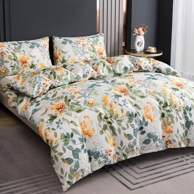TEMU 3pcs High-quality Brushed Light Beige-friendly Plant Geometric And Hotel Supplies Set: 1 Duvet Cover + 2 Pillowcases