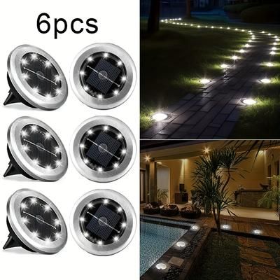 TEMU Solar Lights Outdoor, 2/4/6 Pack Solar Ground Lights, Solar Garden Lights Landscape Lighting For Pathway Driveway Patio Backyard Walkway (warm White/cool White)