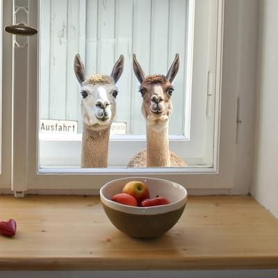 TEMU Adorable Alpaca Peeking Window Clings - Self-adhesive, Easy-to-apply Decals For Pet Lovers, Decor, Ideal Gift For Dog Enthusiasts, Plastic, 1mil