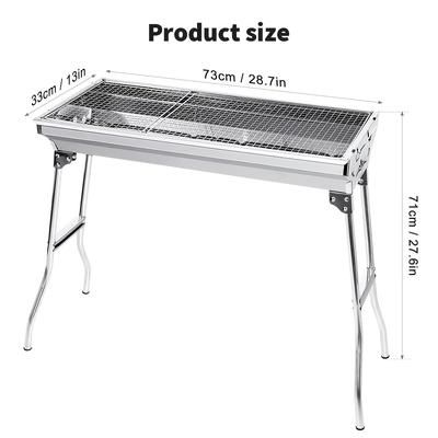 TEMU Large Stainless Steel Folding Camping Grill, Outdoor Rack, Portable Barbecue Furnace, Grill Kit For Camping, Hiking & Picnics, Durable Garden & Lawn Cooking Equipment